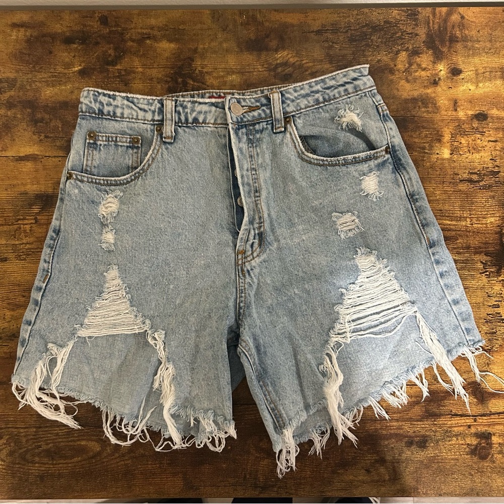 Signature8 Light Blue Distressed Jean Shorts